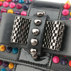 Pre-owned Christian Louboutin Sweet Charity Scarabe Spike Black Leather shoulderbag | stylenewstar