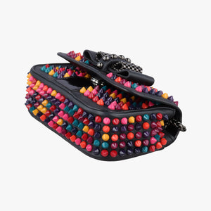 Pre-owned Christian Louboutin Sweet Charity Scarabe Spike Black Leather shoulderbag | stylenewstar
