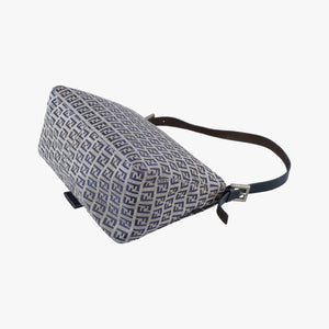 Vintage Fendi Baguette Zucchino Navy×Grey canvas×leather 8BR001 shoulderbag | stylenewstar