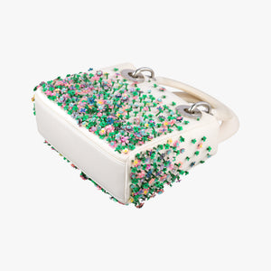 Pre-owned Christian Dior Lady Dior White×Multicolor Satin × Sequin × Bead Embellishments shoulderbag | stylenewstar
