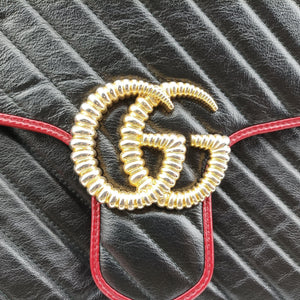 Secondhand Gucci GG Marmont Black×red Leather 498109 shoulderbag | stylenewstar