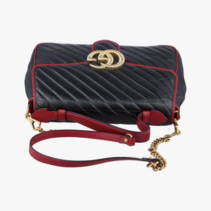 Secondhand Gucci GG Marmont Black×red Leather 498109 shoulderbag | stylenewstar