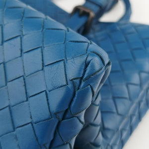 Secondhand Bottega Veneta Roma Intrecciato Blue lambskin shoulderbag | stylenewstar