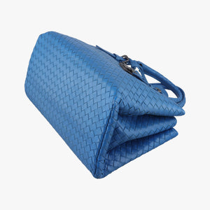 Secondhand Bottega Veneta Roma Intrecciato Blue lambskin shoulderbag | stylenewstar