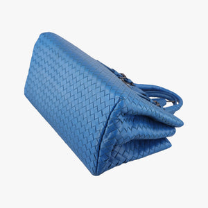 Secondhand Bottega Veneta Roma Intrecciato Blue lambskin shoulderbag | stylenewstar