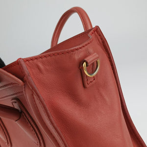 Vintage Celine Luggage Mini Shopper Red Leather handbag | stylenewstar
