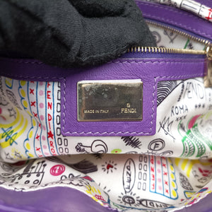 Pre-owned Fendi BAGUETTE Purple Leather 8BR600 shoulderbag | stylenewstar