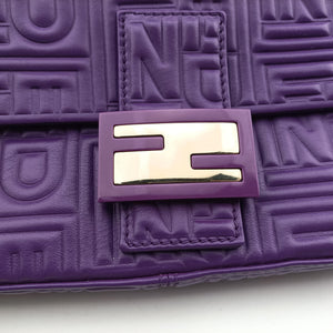 Pre-owned Fendi BAGUETTE Purple Leather 8BR600 shoulderbag | stylenewstar