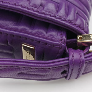 Pre-owned Fendi BAGUETTE Purple Leather 8BR600 shoulderbag | stylenewstar