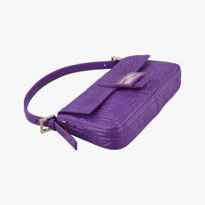 Pre-owned Fendi BAGUETTE Purple Leather 8BR600 shoulderbag | stylenewstar