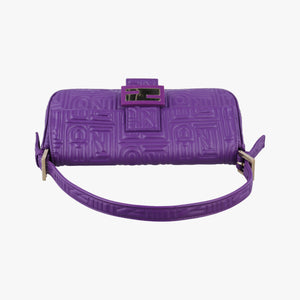 Pre-owned Fendi BAGUETTE Purple Leather 8BR600 shoulderbag | stylenewstar