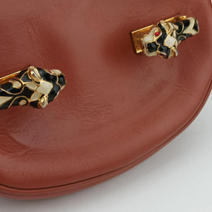 Pre-owned Gucci Nubuck Tigrette Chain Brown leather 290684 shoulderbag | stylenewstar