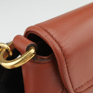 Pre-owned Gucci Nubuck Tigrette Chain Brown leather 290684 shoulderbag | stylenewstar