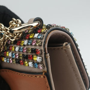 Pre-owned Valentino Glam Lock Multicolor Leather ×Crystal Embellishments shoulderbag | stylenewstar