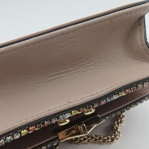 Pre-owned Valentino Glam Lock Multicolor Leather ×Crystal Embellishments shoulderbag | stylenewstar