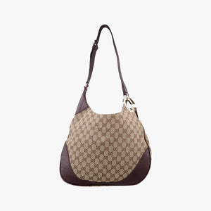 Pre-owned Gucci Charlotte BeigexBordeaux canvasxLeather 203503 shoulderbag | stylenewstar