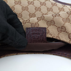 Pre-owned Gucci Charlotte BeigexBordeaux canvasxLeather 203503 shoulderbag | stylenewstar