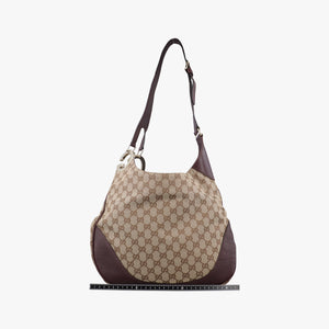 Pre-owned Gucci Charlotte BeigexBordeaux canvasxLeather 203503 shoulderbag | stylenewstar