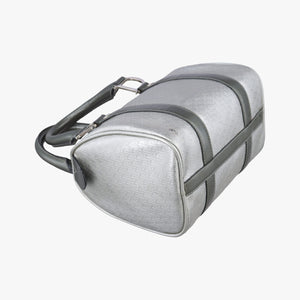 Pre-owned Christian Dior Zucchino Glitter Logo Silver × Gray Leather handbag | stylenewstar