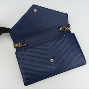 Pre-owned Yves Saint Laurent MONOGRAM Navy Caviar 377828 shoulderbag | stylenewstar