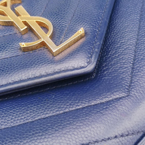 Pre-owned Yves Saint Laurent MONOGRAM Navy Caviar 377828 shoulderbag | stylenewstar