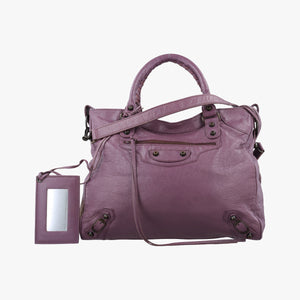 Pre-owned Balenciaga Giant City Purple lambskin shoulderbag | stylenewstar