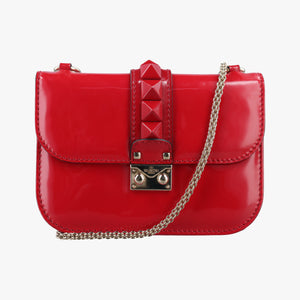 Secondhand Valentino Rockstud Glam Lock Red Patent Leather shoulderbag | stylenewstar