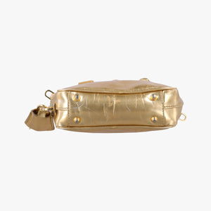 Secondhand Prada Mini Bauletto Golden Metallic Vitello Leather BL0705 shoulderbag | stylenewstar