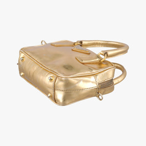 Secondhand Prada Mini Bauletto Golden Metallic Vitello Leather BL0705 shoulderbag | stylenewstar