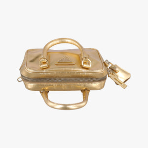 Secondhand Prada Mini Bauletto Golden Metallic Vitello Leather BL0705 shoulderbag | stylenewstar
