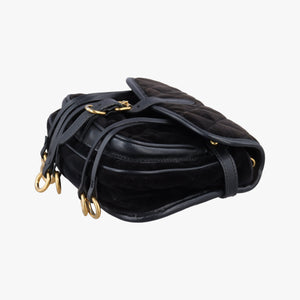 Pre-owned Prada Velvet Belt Bum Black Velour IBL002 shoulderbag | stylenewstar