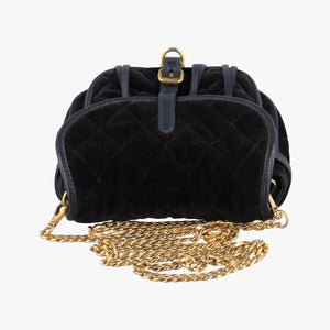 Pre-owned Prada Velvet Belt Bum Black Velour IBL002 shoulderbag | stylenewstar