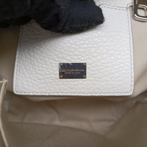 Pre-owned Dolce & Gabbana Flower Motif Rhinestone Lock WhitexMulticolour Leather shoulderbag | stylenewstar