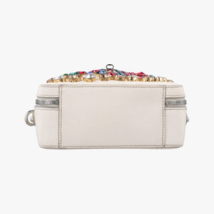 Pre-owned Dolce & Gabbana Flower Motif Rhinestone Lock WhitexMulticolour Leather shoulderbag | stylenewstar