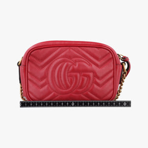 Pre-owned Gucci GG Marmont Red Leather 448065 shoulderbag | stylenewstar