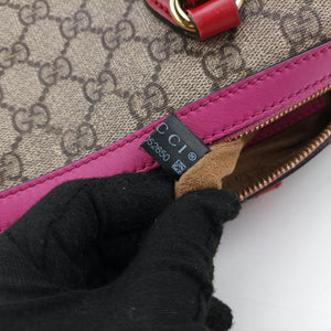 Pre-owned Gucci GG SUPREME beige×red×pink PVC coated canvas×Leather 409529 shoulderbag | stylenewstar
