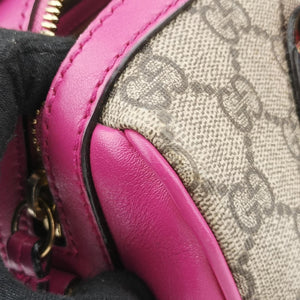 Pre-owned Gucci GG SUPREME beige×red×pink PVC coated canvas×Leather 409529 shoulderbag | stylenewstar