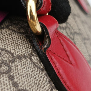 Pre-owned Gucci GG SUPREME beige×red×pink PVC coated canvas×Leather 409529 shoulderbag | stylenewstar