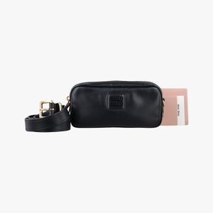 Secondhand Miu Miu logo Black leather bum bag/waist bag | stylenewstar