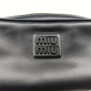 Secondhand Miu Miu logo Black leather bum bag/waist bag | stylenewstar