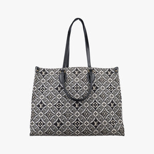 Vintage Louis Vuitton SINCE1854 On the Go GM Black×White jacquard canvas x leather M57207 shoulderbag | stylenewstar