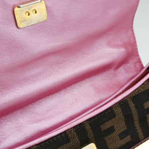 Pre-owned Fendi Zucca Vanity Mirror Brown × Red Jacquard × Leather 8BN133 shoulderbag | stylenewstar