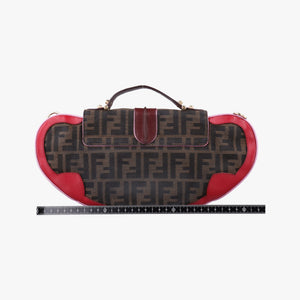 Pre-owned Fendi Zucca Vanity Mirror Brown × Red Jacquard × Leather 8BN133 shoulderbag | stylenewstar