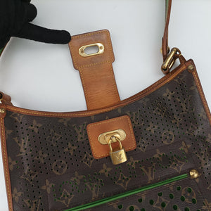 Pre-owned Louis Vuitton Musette brown×Green Monogram Perforated M95173 shoulderbag | stylenewstar