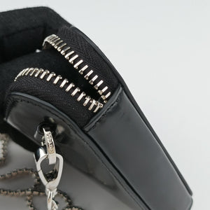 Vintage Prada Triangle Chain Pouch Black Leather shoulderbag | stylenewstar
