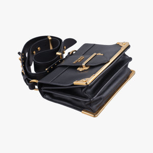 Pre-owned Prada Cahier Black Leather 1BD045 shoulderbag | stylenewstar