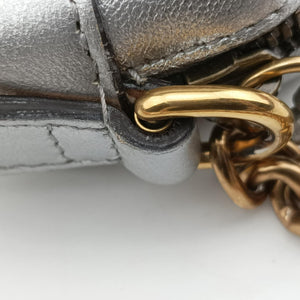 Pre-owned Gucci GG Marmont Silver Leather 447632 shoulderbag | stylenewstar