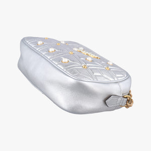 Pre-owned Gucci GG Marmont Silver Leather 447632 shoulderbag | stylenewstar