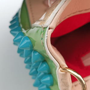 Pre-owned Christian Louboutin Sweet Charity Scarabe Spike Pink × Yellow × Blue × Green Leather shoulderbag | stylenewstar