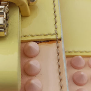 Pre-owned Christian Louboutin Sweet Charity Scarabe Spike Pink × Yellow × Blue × Green Leather shoulderbag | stylenewstar